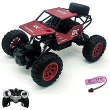 Red and black RC truck starter bundle with single battery and remote for first-time off-road drivers.