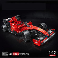 Red Formula 1 racing car model made from 1089pcs high-tech building blocks for hands-on assembly play.