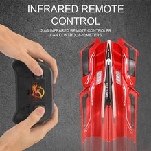 Red Wall-Climbing RC Car with remote control for drift stunts, indoor racing, and exciting birthday gifting.