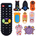 Remote control shape baby teethers in a full colour collection for gum relief, teething comfort, and sensory play.