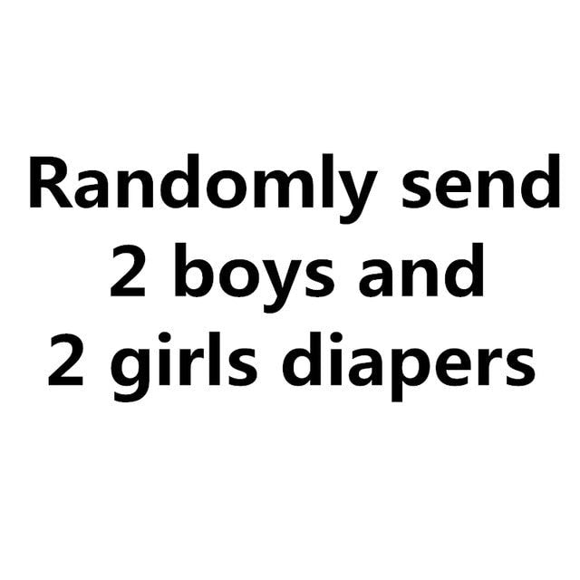 Text on a white background stating 'Randomly send 2 boys and 2 girls diapers'.