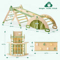 Children's wooden play set with dimensions and weight displayed.