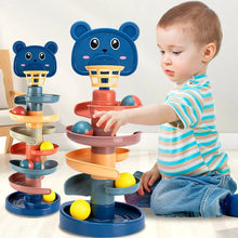Rolling Ball Track Tower bear-shaped STEM toy for kids educational play and motor skill development.