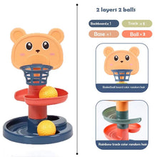Rolling Ball Track Tower bear design shown with component parts for STEM construction play.