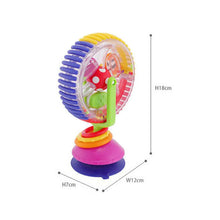 Three-Color Rotating Ferris Wheel Baby Rattle with size dimensions for parents choosing the right fit.