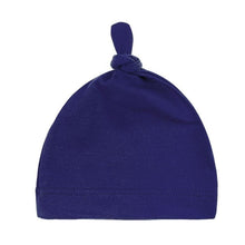 Royal blue baby cotton knot hat as a newborn sleep cap for nap time warmth and daily dressing.