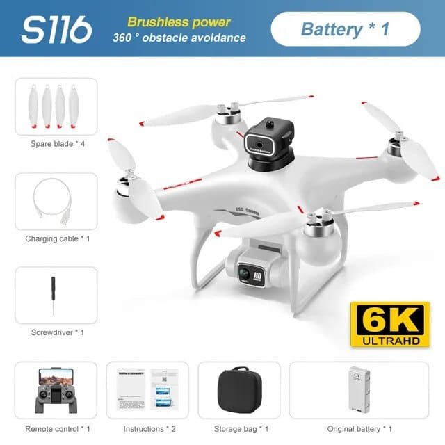 S116 8K quadcopter technical specification summary for comparing drone features before buying and flying.