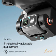 S116 drone 8K dual camera with electric angle adjustment for framing aerial photos and video from the remote.