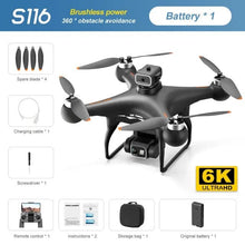 S116 drone with full accessory package for ready-to-fly setup, spare parts, and travel-friendly aerial filming.