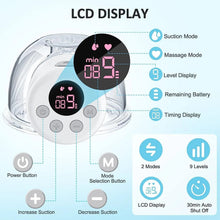 S12 electric breast pump LCD display and controls for adjusting suction levels during hands-free pumping sessions.