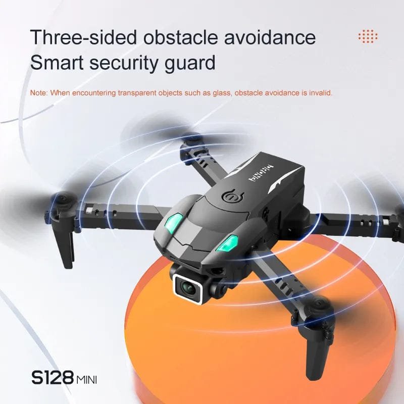 S128 mini drone three-sided obstacle avoidance sensors for safer indoor practice and crash-free beginner flights.