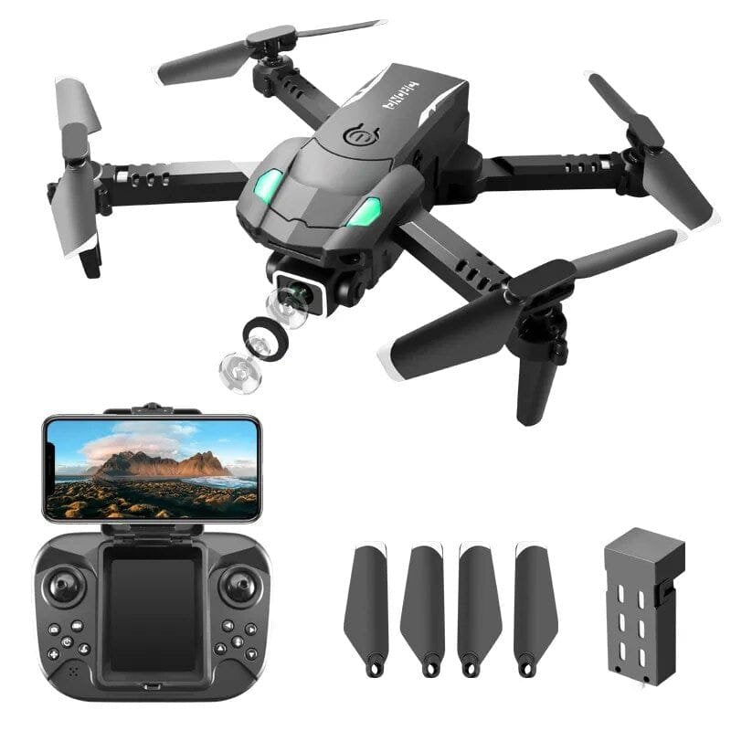 S128 quadcopter drone with propellers, battery, and remote included for ready-to-fly aerial photography sessions.