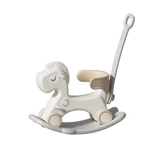 White and beige rocking horse toy