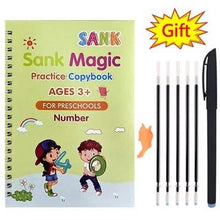 Sank Magic Practice Copybook age 3 plus edition with pens for preschool learning, tracing, and school preparation.