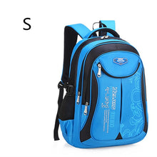 Blue backpack with black accents.
