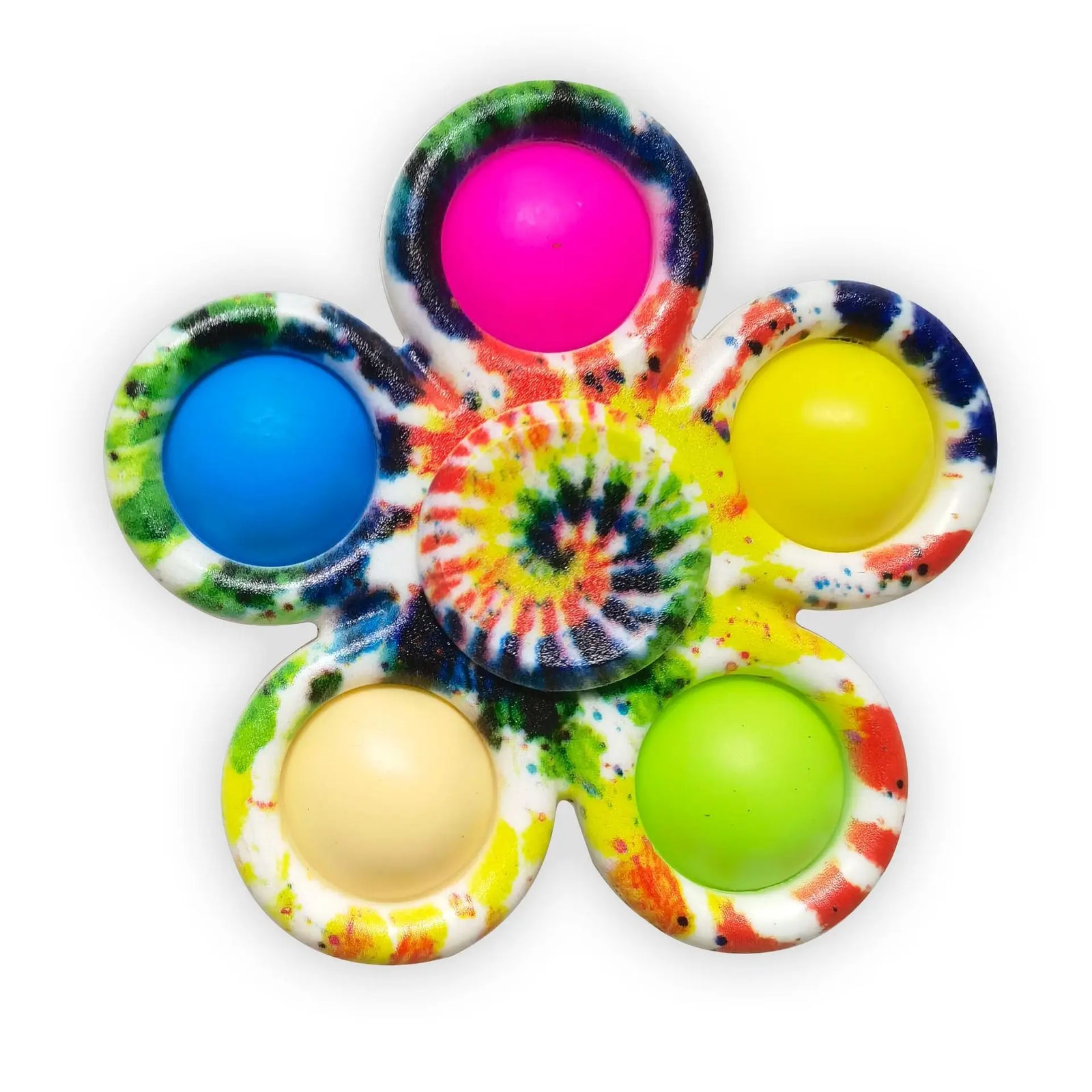 Sensory Pop Fidget Spinner With Tie Dye Design handheld sensory toy for stress relief, anxiety relief, and calming play.