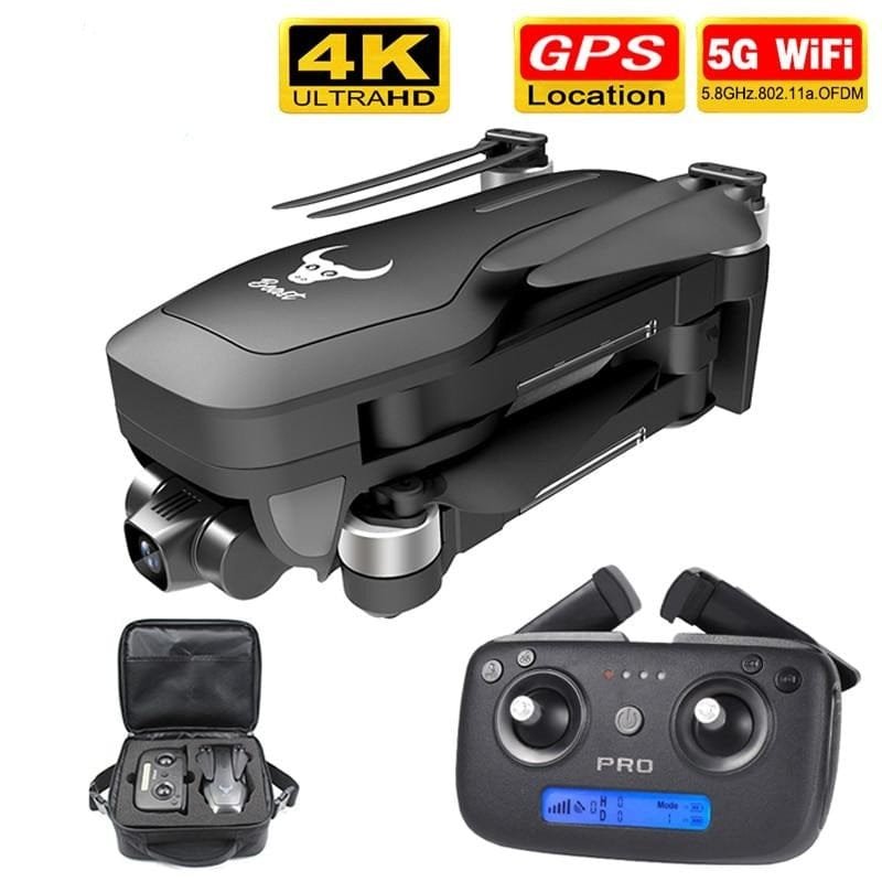 SG906 Pro drone with 4K gimbal camera, remote, and carry case for aerial photography and travel filming.