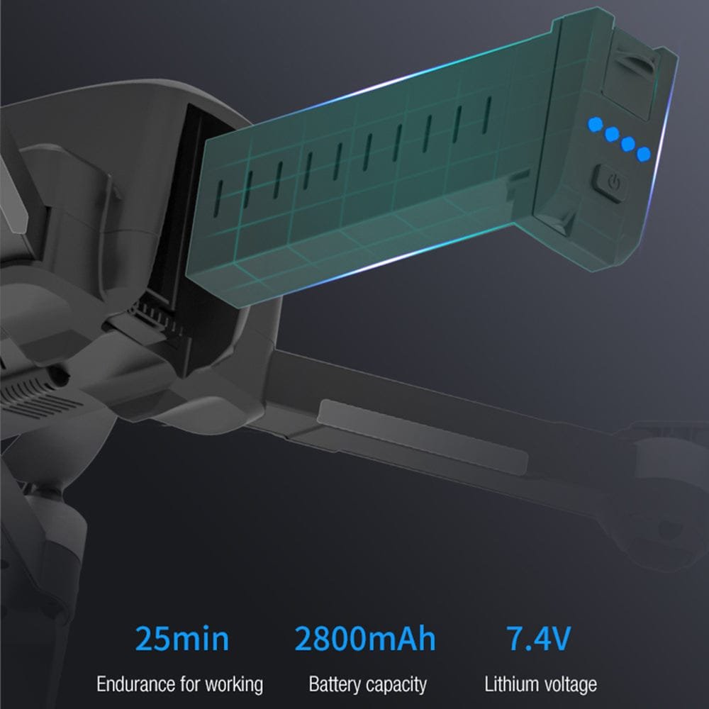 SG906 Pro drone battery detail showing capacity for longer flights, outdoor shoots, and extended aerial sessions.