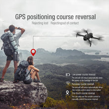 SG906 Pro drone with GPS return-to-home flying over a mountain for hiking videos and travel photography.