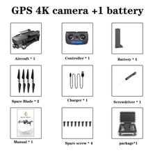 SG906 Pro drone standard package contents for checking the aircraft, controller, and spares before flying.