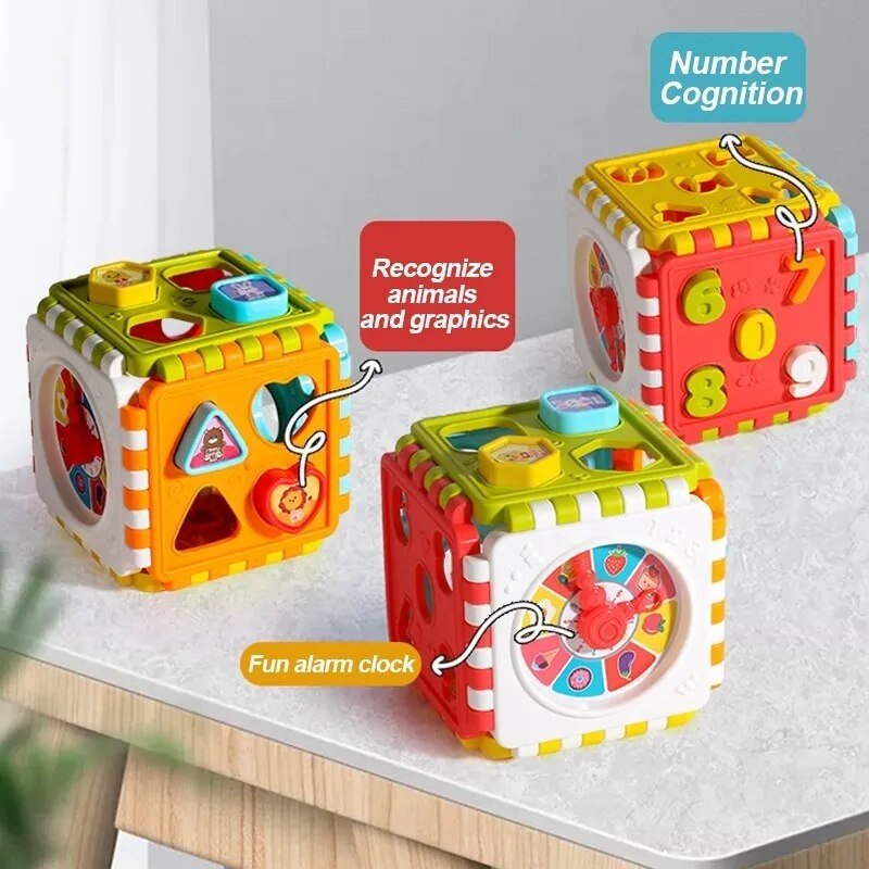 Shape matching block game highlighting cognitive benefits for early childhood learning.