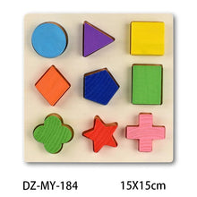 Montessori wooden shape sorting puzzle for a learning station activity with colorful geometric pieces.