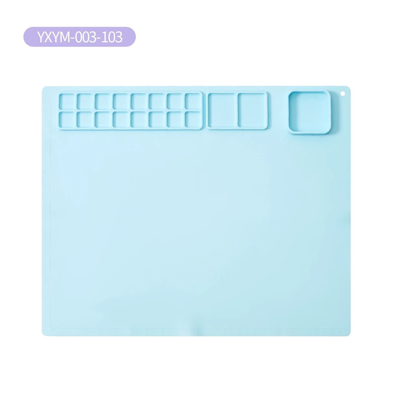 Light blue silicone mat with various shapes. (option 2)