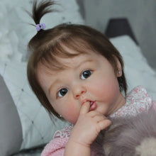 Silicone Reborn Baby Doll handmade princess with pigtails and floral outfit for lifelike doll collecting and role play.