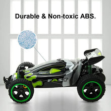 Sinovan RC drift car built from durable non-toxic ABS for rough indoor and outdoor play and repeated bumps.