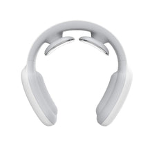 Slim profile smart neckband electric massager for discreet muscle relief while relaxing or working at a desk.