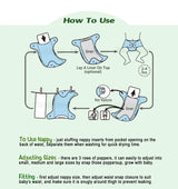 Diagram showing how to use a nappy with text instructions