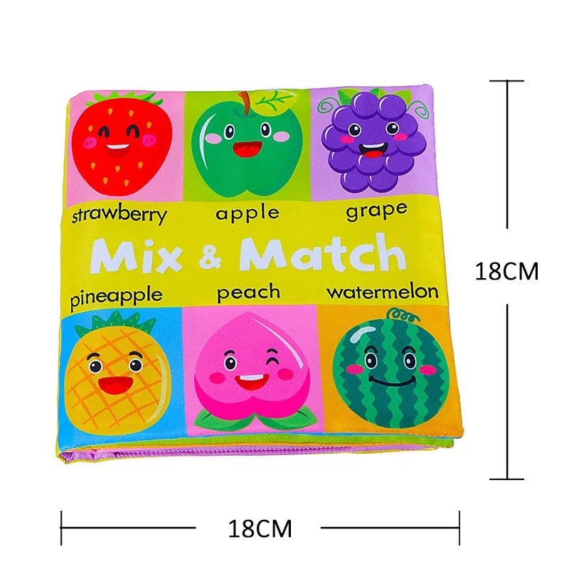3D Soft Baby Cloth Book cartoon fruit design high contrast sensory toy for shared parent-and-baby storytime.