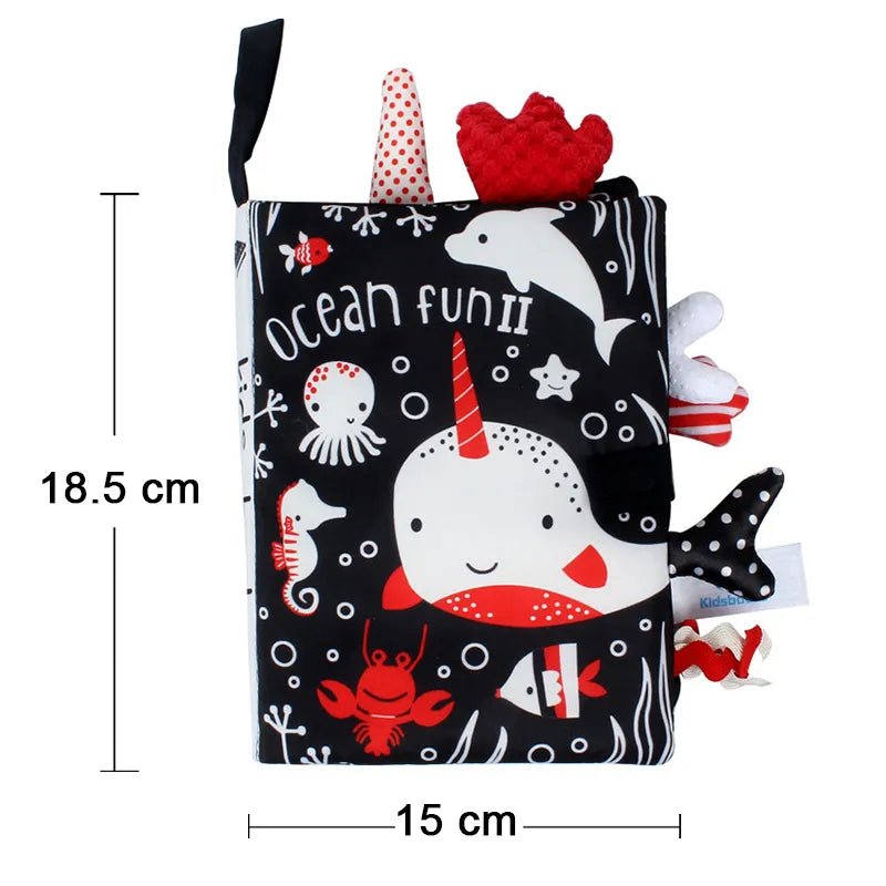 3D Soft Baby Cloth Book ocean-theme design high contrast sensory toy for developmental milestone play sessions.