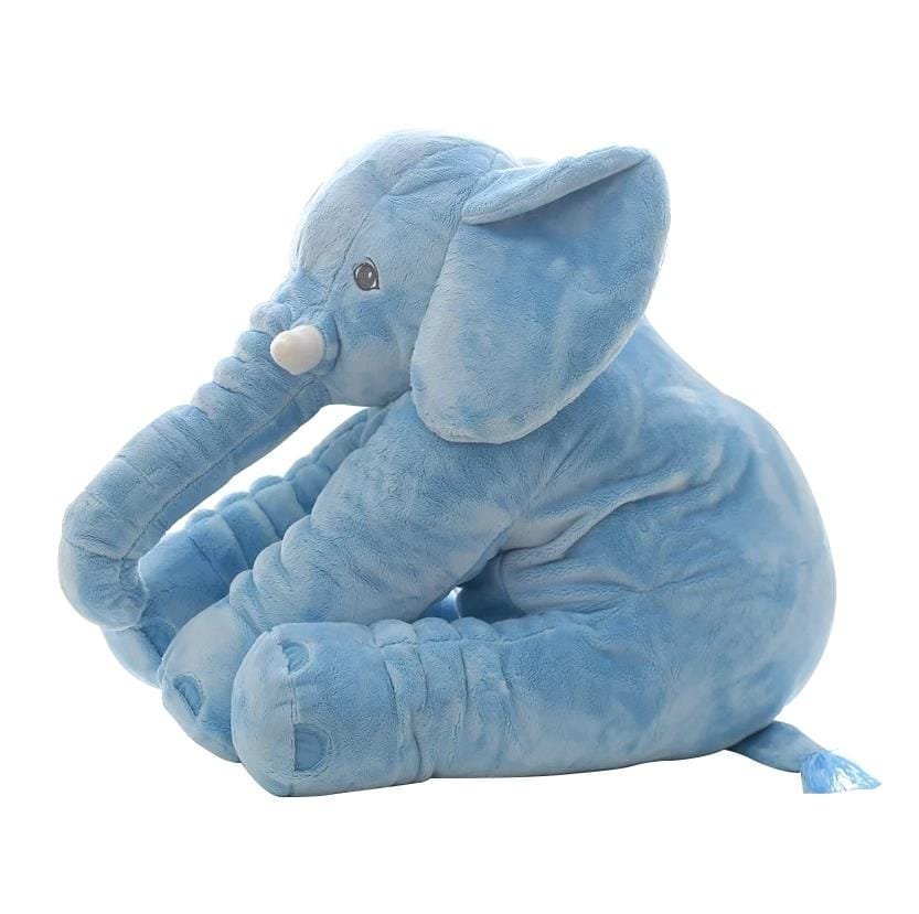 Blue elephant plush toy.