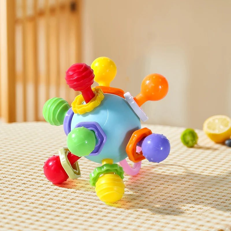 Blue grasping ball with colorful knobs, second view