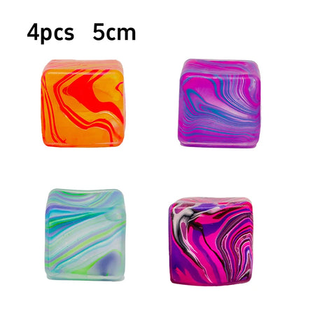 Four colorful marbled square beads with dimensions 4pcs and 5cm.