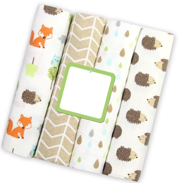 Soft muslin flannel newborn blankets with animal print detail, light covers for stroller walks and afternoon naps.