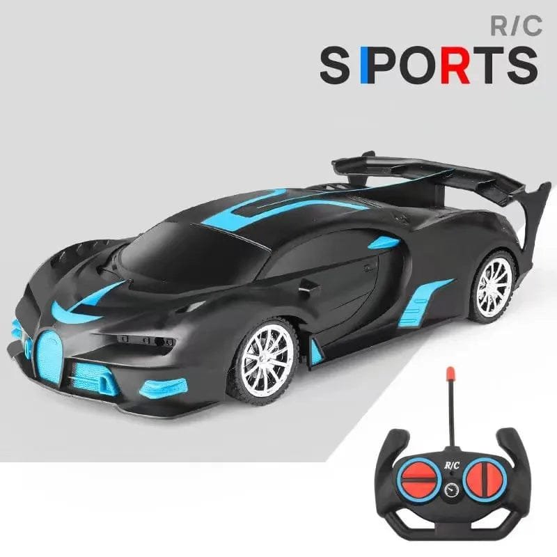 Black and blue RC sports car with remote control 