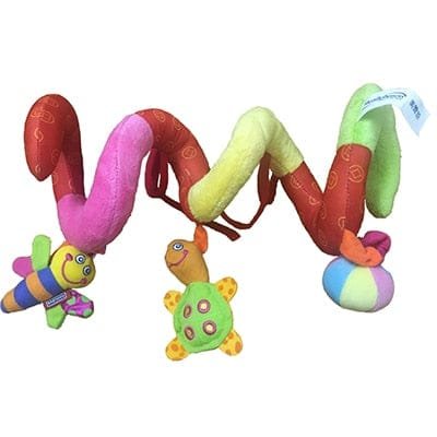 Soft Infant Crib Bed Stroller Toy Spiral snake and animal figures for interactive crib play sessions.