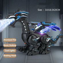 Black spray dinosaur toy with mist and feature callouts, size 31 x 18.5 x 20 cm, second view