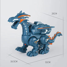 Blue-teal spray dinosaur toy with size markers of 31 cm, 20 cm and 18.5 cm on a light background