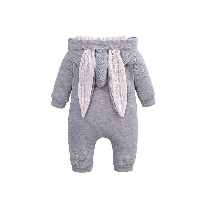 Spring Autumn Newborn Baby Clothes grey bunny ear onesie for everyday layering, pram outings, and cool-weather comfort.