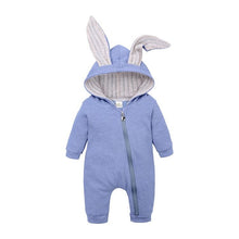 Spring Autumn Newborn Baby Clothes blue bunny onesie fabric texture for gentle everyday wear and easy machine washing.