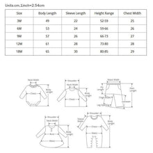 Spring Autumn Newborn Baby Clothes bunny romper size chart for picking the correct fit before buying for newborns and infants.