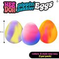 Three colorful eggs with 'Dippin' Dazzler Eggs' branding and dimensions 