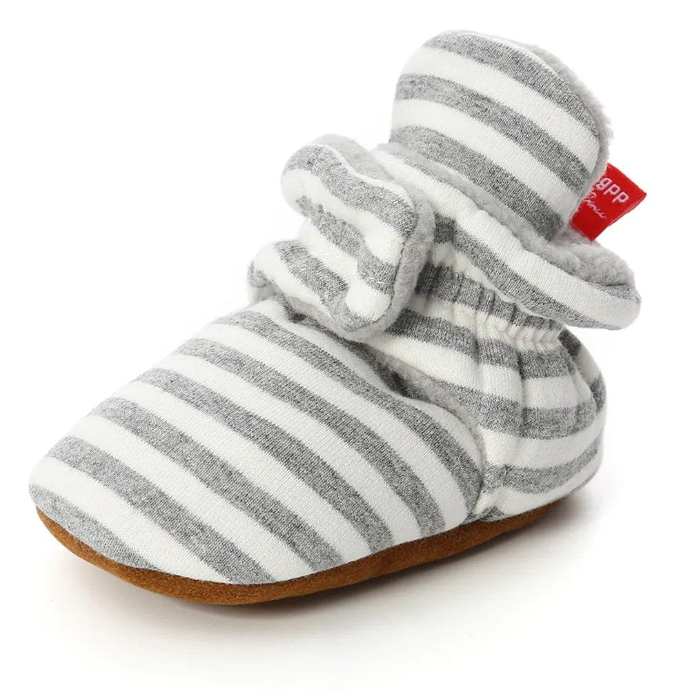 Star Newborn Socks Shoes bright pair side profile for checking bootie height before buying.