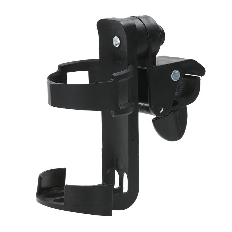 Side view of the adjustable stroller cup holder clamp for fitting pram bars, bikes, and pushchair handles.