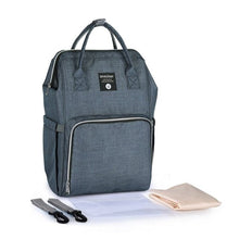 Stroller Waterproof Outdoor Travel Diaper Bag grey backpack front view for hands-free carrying during walks and errands.
