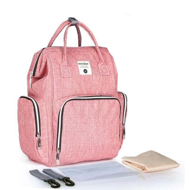 Stroller Waterproof Outdoor Travel Diaper Bag pink bottle holder detail for carrying milk and water on the go.