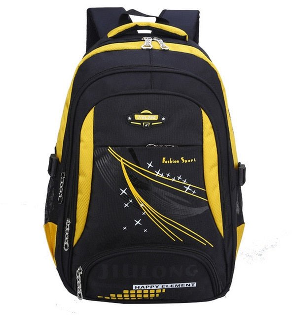 Black and yellow backpack with visible branding